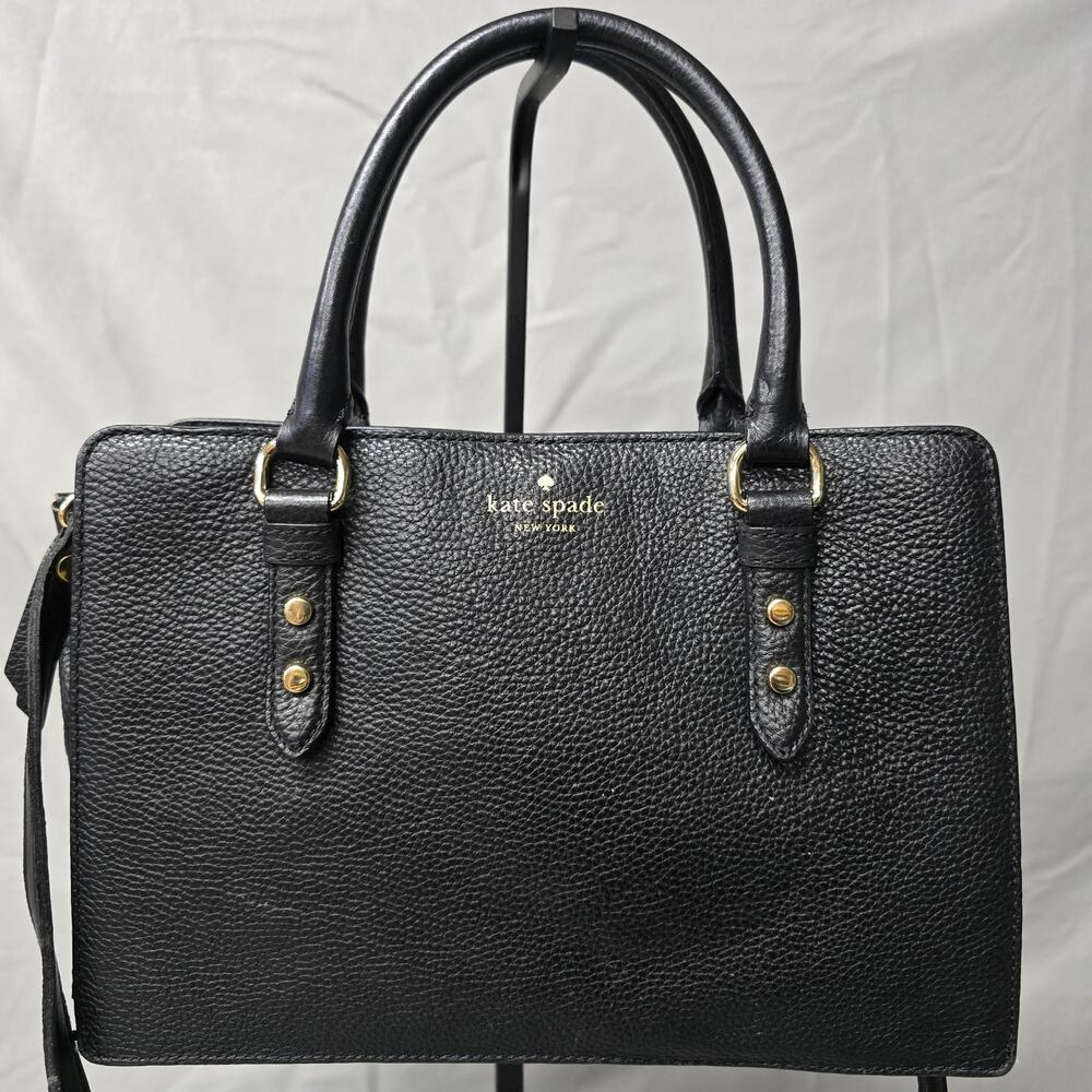 Kate Spade New York Black Pebbled Leather Satchel Shoulder Bag Purse